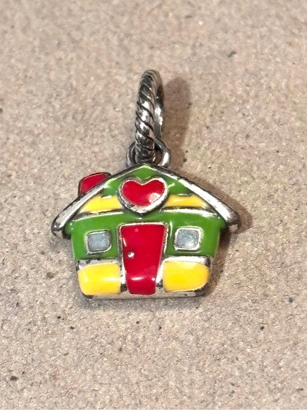 🆕Listing! Brighton House & Heart charm Enameled in green, yellow, & red Retired